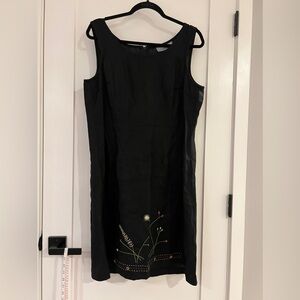 Vintage Carol Anderson Floral Midi Dress Black Embroidered Floral Womens Large L